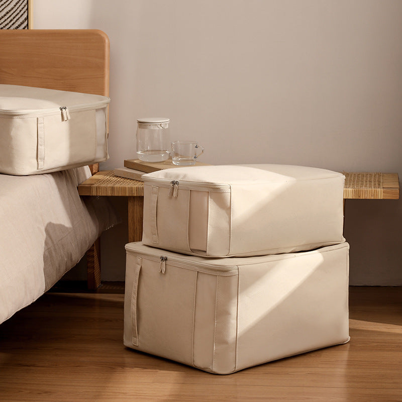 Allission Beige Tianshan Cotton Clothes Under Bed Storage Bag – Clear Window, Foldable Quilt Organizer