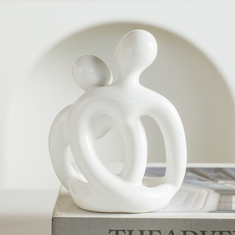 Allission Handmade Ceramic Couple Candlestick Set – Nordic Decorative Ornament for Taper Candles, White